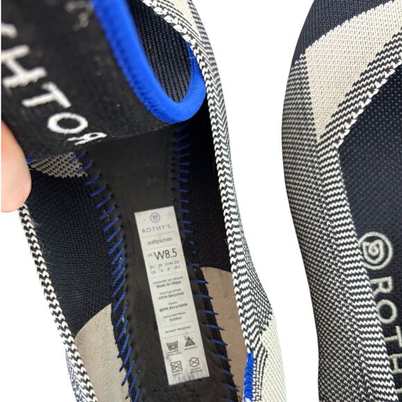 Rothy’s The Flat Round Toe Captoe Buffalo Plaid Woven Flats Women's 8.5 Black - Picture 6 of 8